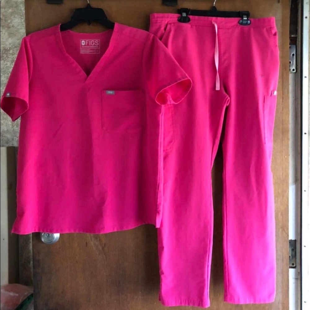 Figs Scrub Top & Pants Hot Pink